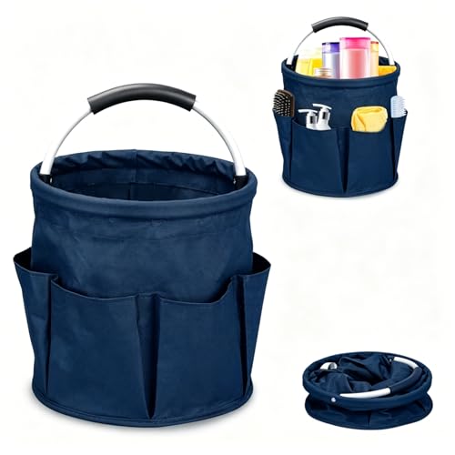 17L Foldable Storage Basket Cleaning Caddy with Handle Portable Multi Cleaning Bucket Bag for Home, Garden, Outdoor Camping (Blue) - color: Blue