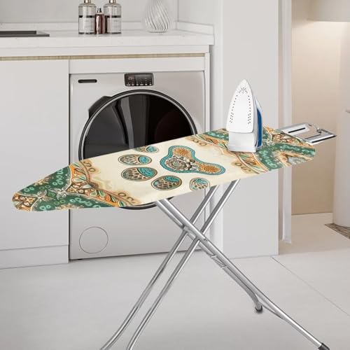 Boho Dog Paw Ironing Board Cover and Pad 15x54 Inch Standard Ironing Board Cover with Elastic Edge and Hook and Loop Fasteners Scorch and Stain Resistant Ironing Covers - color: Boho Dog Paw