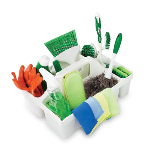 Tribello Libman Maid Caddy Cleaning Organizer, Heavy-Duty Janitorial Carry Caddy with Bottle Holders, Toilet Brush Holder & Tool Compartments, Commercial Cleaning Supply Tote (White) - color: White
