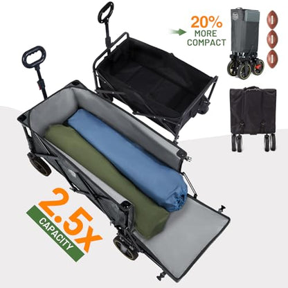 Timber Ridge 49" Extra Long Collapsible Folding Wagon with Tailgate&Brakes - color: Gray, size: 250L