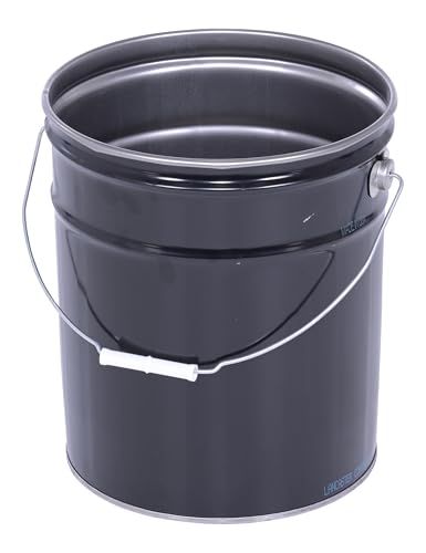 Vestil Pail-STL-RI Steel Open Head Pail, 5 Gallon, Black