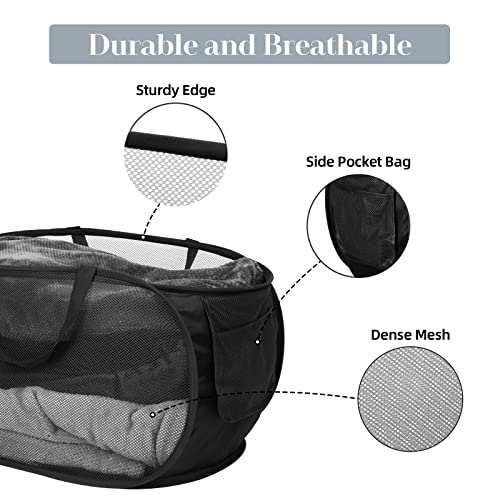 6 Pcs Durable Collapsible Laundry Baskets, Foldable Laundry Basket Large Opening, Pop Up Laundry Hamper with Pocket, Clothes Hamper with Handles for Laundry, Bathroom, Kids Room, Dorm or Trave - color: 6 x Gray+Black+Navy+Green+Beige+White