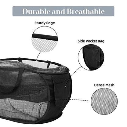6 Pcs Durable Collapsible Laundry Baskets, Foldable Laundry Basket Large Opening, Pop Up Laundry Hamper with Pocket, Clothes Hamper with Handles for Laundry, Bathroom, Kids Room, Dorm or Trave - color: 6 x Gray+Black+Navy+Green+Beige+White