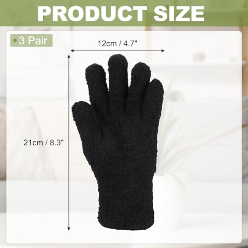 uxcell Microfiber Gloves, Reusable Washable Plant Dusting Gloves Cleaning Mittens for Auto Plants Household Kitchen - color: Black
