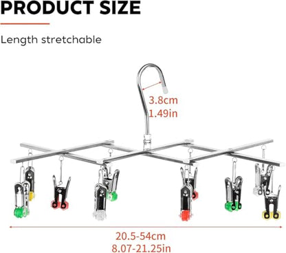 Drying Hanger, Hanging Drying Rack 2Pcs, Drip Hanger Stainless Steel with 10 Pegs for Laundry Underwear Socks, The Clips Release Quickly, Folding Portable - size: 2x Clothes Hanger(10 Pegs)