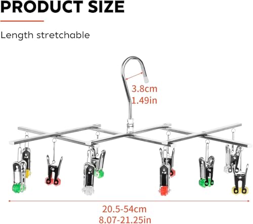 Drying Hanger, Hanging Drying Rack 2Pcs, Drip Hanger Stainless Steel with 10 Pegs for Laundry Underwear Socks, The Clips Release Quickly, Folding Portable - size: 2x Clothes Hanger(10 Pegs)