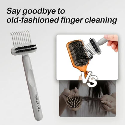Hair Brush Comb Cleaning Tool Comb,2-in-1 Hair Brush Cleaner Tool, Portable Remover Rake for Removing Hair Dust, Home and Salon Use (Grey) - color: 1 Pack-Grey