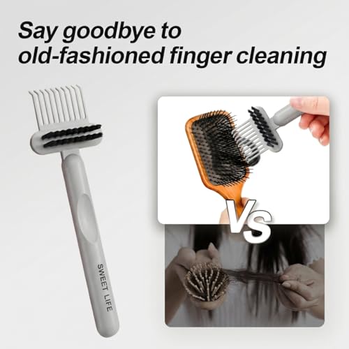 2 Pack Hair Brush Cleaning Tool, 2-in-1 Cleaner Tool, Portable Cleaning Tool Set for Brush Comb Keyboard, Remover Rake for Removing Hair Dust, Home and Salon Use(Green&Grey) - color: 2 Pack-GreenGrey