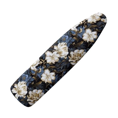 Flashideas Flower Print Ironing Board Cover with Elastic Edge Non Stick Scorch Stain Resistant Cover Heavy Duty Iron Pad Covers Standard Boards with Hook and Loop Fastener Strap - color: Flower Print 2