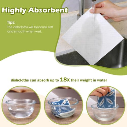 6 Pcs Swedish Paper Cloths for Kitchen, Reusable Paper Towels Washable - color: Blue Ornamentation