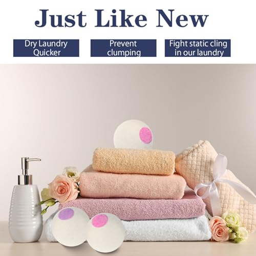 Wool Dryer Balls 6PCS Pure Organic Laundry Wool Tumble Dryer Ball Reusable Natural Fabric Softener Reduce Wrinkles and Drying Time