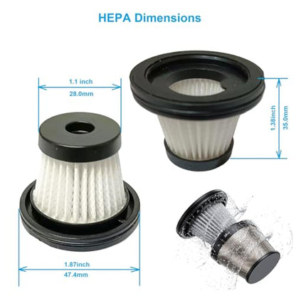 6 pack Hepa Filter Replacement Compatible with Upbooz VC012, AUXITO VC030, OXILAM VC030,VINBYEE, DEDC Car Vacuum, Washable Hepa Filters Works with Upbooz Handheld Vacuum.