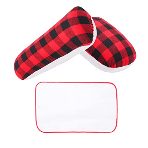 Billotodo - Tailors Ham and Sleeve Roll Set Kit for Sewing Pressing Quilting and Molding, Seam Roller Tool Ironing Accessories, Complete with Nylon Protective Pad Mat Tool, in Red/Black Cloth Fabric