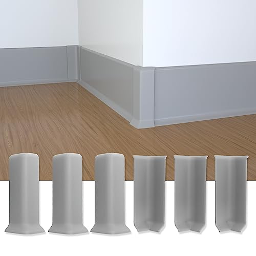 COUKIU Self Adhesive 6 Inch Baseboard Corner Blocks, Gray, 6-Piece Set - color: Gray, size: 6inch(Width)