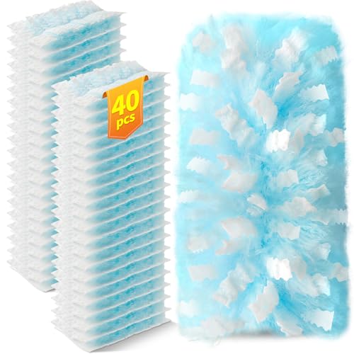 40 Count Duster Refills Compatible with Swiffer Duster, 180° Disposable Multi-Surface Microfiber Cleaning Dusters, Unscented - size: 40P