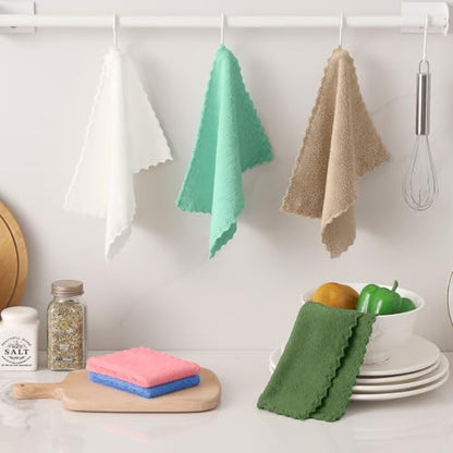 Kitinjoy 24 Pack Kitchen Cloths Dish Towels ，7" x 9" - color: Tan/Sky Blue/Pink/Grass Green/Green/White, size: 7 X 9 inch- 24 Pack