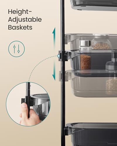 SONGMICS Over the Door Cabinet Organizer, 6-Tier Clear PET Baskets, 53 In H - color: Transparent Black