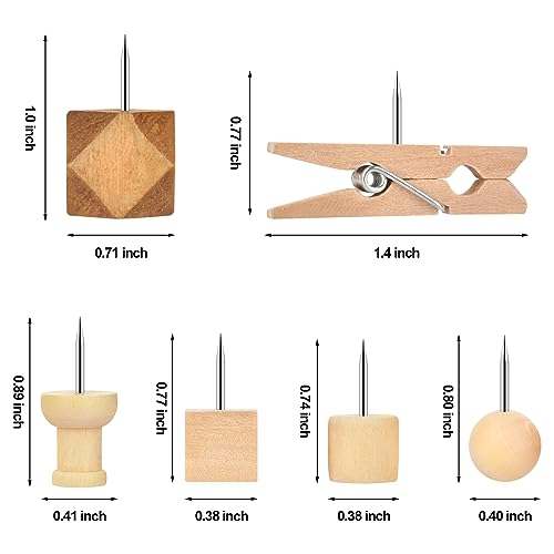 128Pcs Wood Push Pins, Thumb Tacks for Decorative, Wooden Pins and Tacks, Cork Board Thumbtacks, Cute Thumbtack for Wall and Bulletin Board, Map Pins