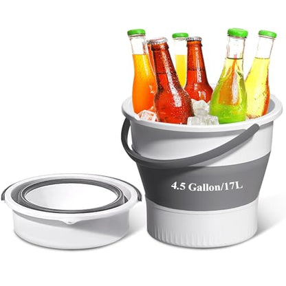 Collapsible Bucket 4.5 Gallon/17L Large Capacity Foldable Cleaning Buckets - color: Large White