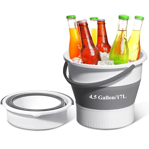 Collapsible Bucket 4.5 Gallon/17L Large Capacity Foldable Cleaning Buckets - color: Large White