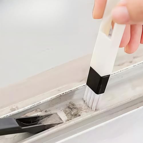 Window Groove Cleaning Brush, Window Track Cleaning Tool, 2 in 1 Groove Cleaning Brush Broom Hard Bristle Crevice Brush for Keyboard Drawer Cabinet Door Lamp Groove