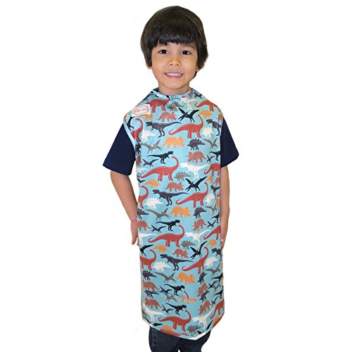 BIB-ON XL, Full-Coverage Bib and Apron Combination for Toddler, Kids Ages 3 and Up. (Dinosaurs) - color: Dinosaurs