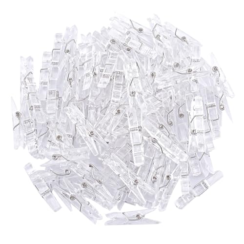 100 Pcs Mini Clear Photo Clips, Mini Clothespins Clip, Clothes Line Clips, Mini Transparent Plastic Clips