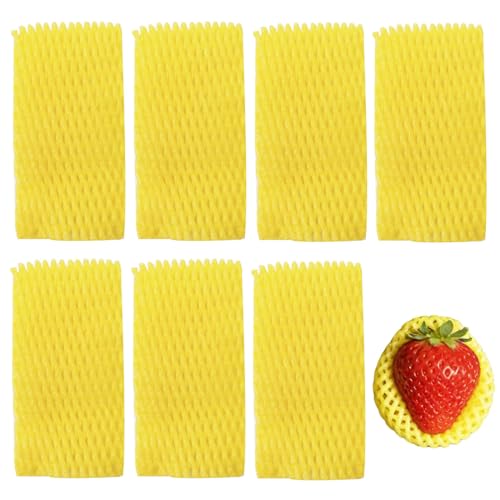 Fruit Protection Mesh Bags Foam Mesh Keep Safe Sleeves for Large Supermarkets, Shops (Yellow 10x6cm-50PCS) - size: Yellow 10x6cm-50PCS