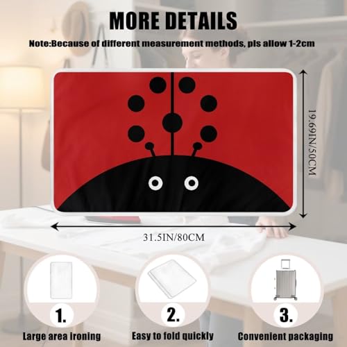 Cute Iron Mat Blanket Travel Foldable Ladybugs Ironing Pad Fabric Ironing Board Cover for Top of Tabletop,Brown Thick & Large Portable Iron Pads 32 x 16 Inch - color: Ladybugs