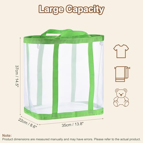 uxcell Collapsible Laundry Basket,Mesh Hamper with Handles,Foldable Laundry Bag,Breathable Hanging Laundry Hamper for Washing Storage,Bathroom, Dorm,Travel,Beach, Green Large - color: Green, size: Large