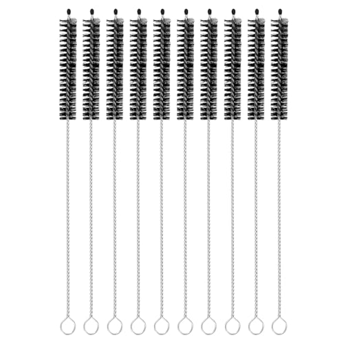 uxcell 10Pcs Drinking Straw Cleaning Brushes, 8" x 3/8" Nylon Bristles Long Straw Brush Pipe Cleaner for Washing Straw Pot Spout, Sippy Cup, Bottle and Tube (Black) - color: Black, size: 8" x 3/8"