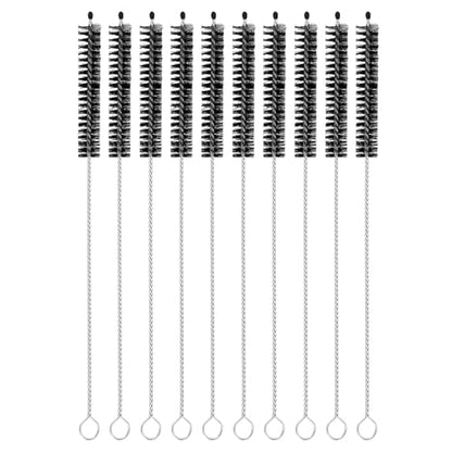 uxcell 10Pcs Drinking Straw Cleaning Brushes, 8" x 3/8" Nylon Bristles Long Straw Brush Pipe Cleaner for Washing Straw Pot Spout, Sippy Cup, Bottle and Tube (Black) - color: Black, size: 8" x 3/8"