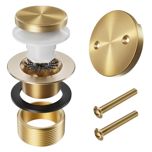 Champagne Bronze Bathtub Drain Kit with Overflow and Hair Catcher - color: Champagne Bronze