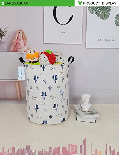 Round Laundry Basket Collapsible Storage Hamper Blue Balloon - color: Blue Balloon