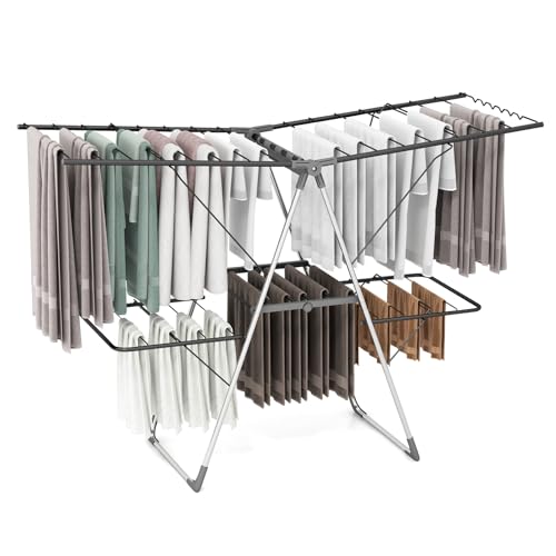 GIANTEX Foldable Clothes Drying Rack, Freestanding Laundry Drying Rack