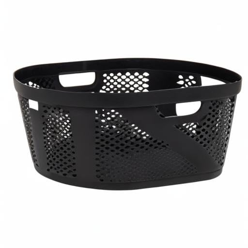 Mind Reader 40L Ventilated Laundry Baskets, Lightweight Clothes Hamper with Cutout Handles for Bathrooms and Closets, Plastic, Set of 2, Black - color: Black, size: Set of 2