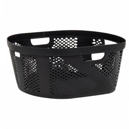 Mind Reader 40L Ventilated Laundry Baskets, Lightweight Clothes Hamper with Cutout Handles for Bathrooms and Closets, Plastic, Set of 2, Black - color: Black, size: Set of 2