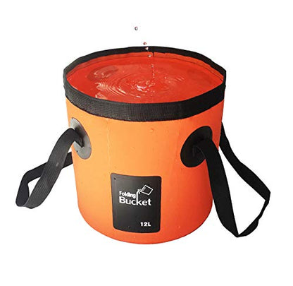 Sunglow Collapsible Fishing Bucket, 3&5 Gallons Multifunctional Portable Wash Basin - Folding Water Container for Camping-Gardening - color: 12l/3gallon(orange)