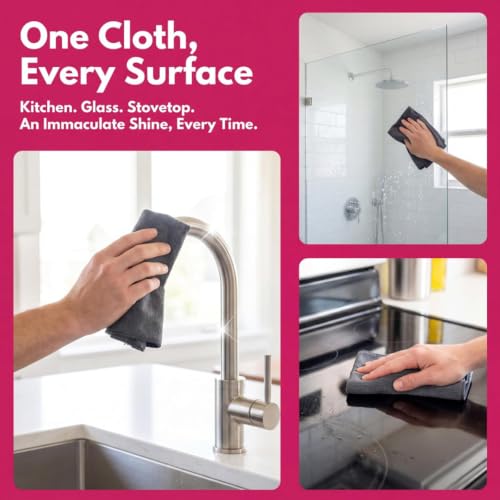 5PC Genie Cloth Magic Cleaning Cloths, Reusable Microfiber Cleaning Cloth