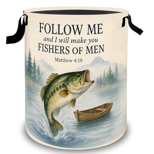 Playful Fish Laundry Basket Hamper, Organizer Bins Gifts for Women Kids, Watercolor Lake Foldable Waterproof Clothes Hamper Handles Storage Bucket for Bedroom Bathroom Room Decor 19.7"x15.7" - color: Fish