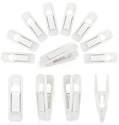 Tinfol 40pc Plastic Hanger Clips - Strong Pinch Grip Clips, White Pant Skirt Clip, Multi-Purpose Finger Clip for Slim-line Clothes Hangers - color: White, size: 40PCS