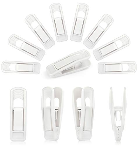 Tinfol 40pc Plastic Hanger Clips - Strong Pinch Grip Clips, White Pant Skirt Clip, Multi-Purpose Finger Clip for Slim-line Clothes Hangers - color: White, size: 40PCS