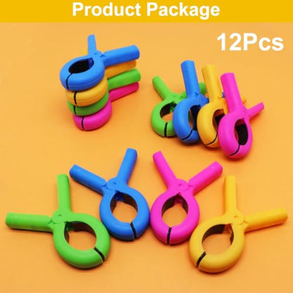 12 Pcs Beach Towel Clips for Beach Chairs, Heavy Duty Plastic Clothes Pins for Cruise & Pool, Windproof Beach Chair Clips for Towels, 4 Colors