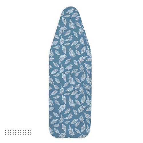 Encasa XO Ironing Board Cover and Pad, Thick Felt 49"x18" - color: Big Leaves Blue, size: Wide (49"x18")