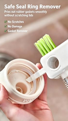 4‑in‑1 Cup Lid Cleaning Brush, Gap & Seal Ring Scrubber. - color: White