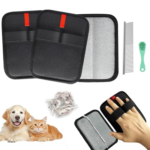 Valentines Day Gifts 2 Packs Pet Hair Removal Glove,Pet Hair Remover for Cat & Dog,New Upgraded Electrostatic Gloves Pet Hair,Reusable Electro Static Pet Hair Remover Electrostatic Gloves - color: 2PC Red