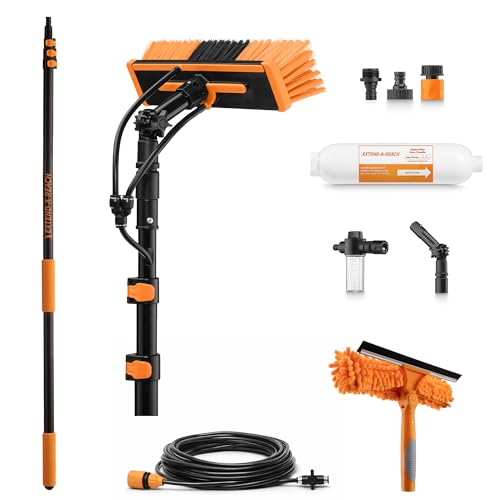 4-12 ft Telescopic Water Fed Pole Window Cleaning System (20ft High Reach) - size: 12 feet