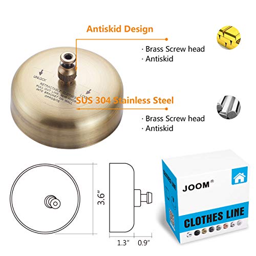 JOOM Retractable Clothesline,9.2 FT Wall-Mounted Line,Brushed Antique Brass - color: Brushed Antique Brass