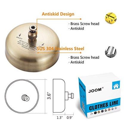 JOOM Retractable Clothesline,9.2 FT Wall-Mounted Line,Brushed Antique Brass - color: Brushed Antique Brass