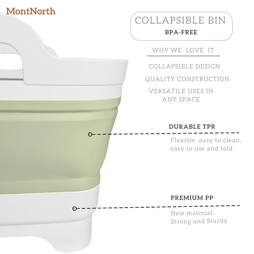 Collapsible Wash Basin 9L, Foldable Dish Tub with Drain Plug, Portable Collapsible Dish Basin, Camping Sink for Washing Dishes, Laundry & Kitchen Use (Green) - color: Green - Set of 1
